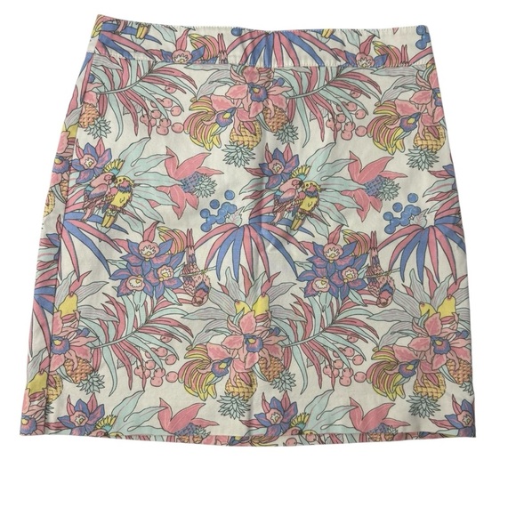 Talbots Pastel Tropical Parrot Print A-line mini skirt. Size 6 - Picture 2 of 8